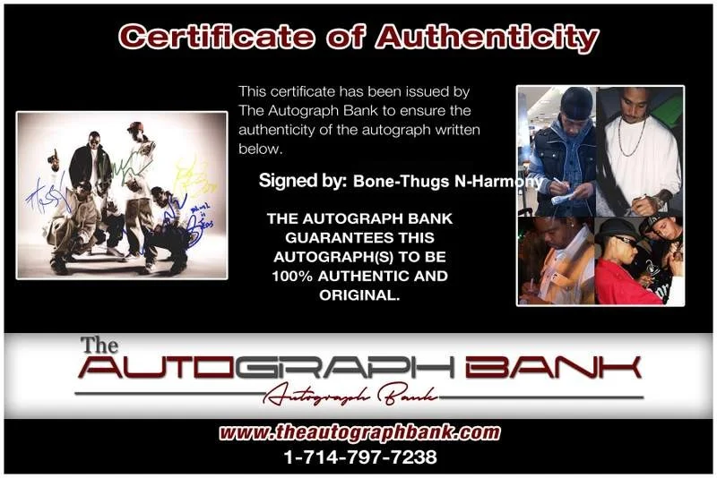 Bone Thugs-N-Harmony — Bone-Thugs N-Harmony authentic signed rap 8x10 photo W/Certificate Autograph 098, изображение 2