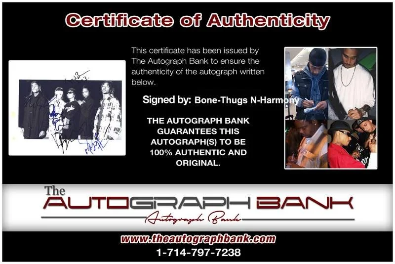 Bone Thugs-N-Harmony — Bone-Thugs N-Harmony authentic signed rap 8x10 photo W/Certificate Autograph 090, изображение 2