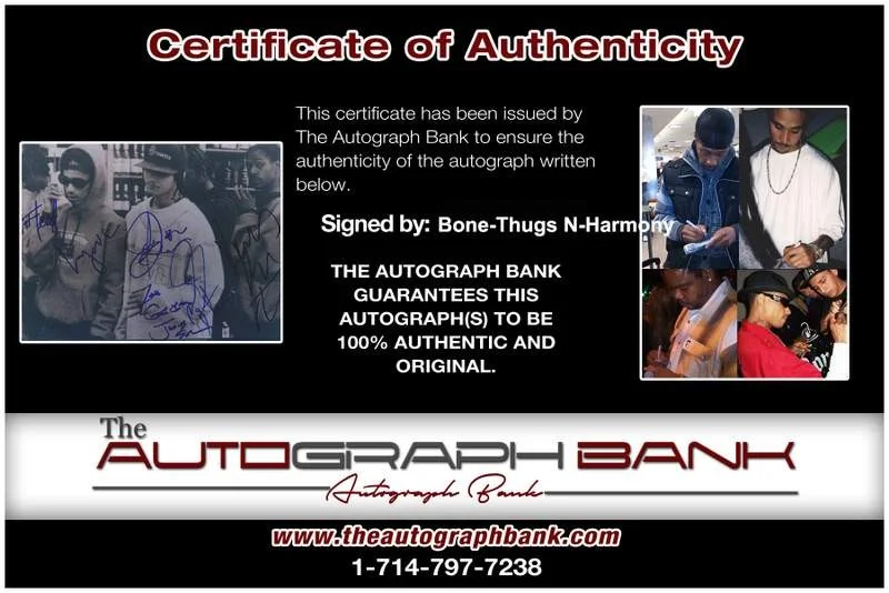 Bone Thugs-N-Harmony — Bone-Thugs N-Harmony authentic signed rap 8x10 photo W/Certificate Autograph 092, image 2