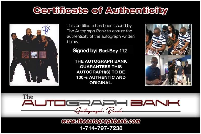 112 — Bad-Boy 112 authentic signed rap 8x10 photo W/Certificate Autographed (A0010), image 2