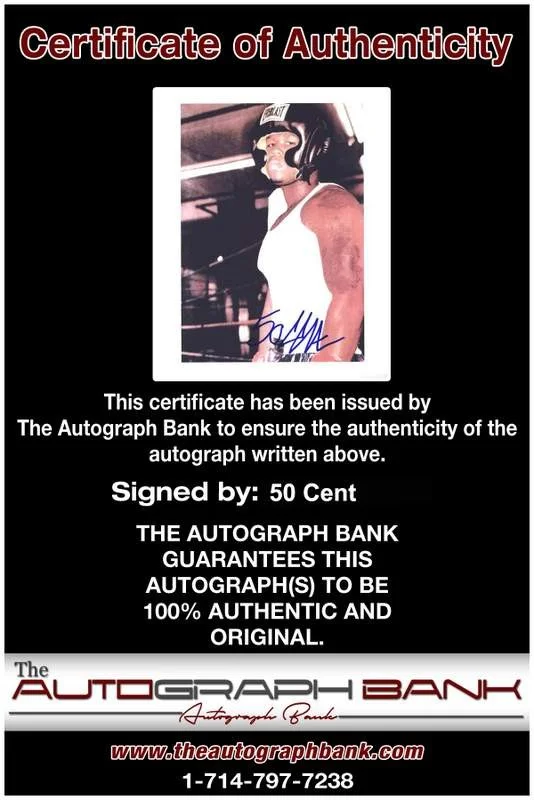 50 Cent — G-Unit 50 Cent authentic signed rap 8x10 photo W/Certificate Autographed (A0011), image 2