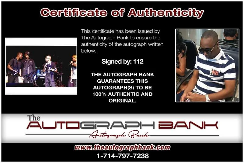 112 — 112 authentic signed rap 8x10 photo W/Certificate Autographed (A00569), image 2
