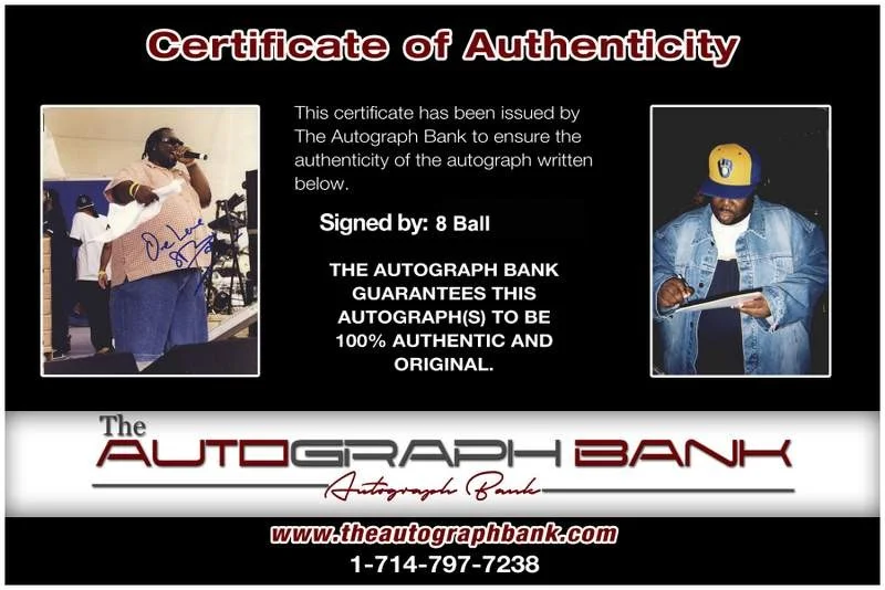 8 Ball — 8 Ball authentic signed rap 8x10 photo W/Certificate Autographed (A0025), image 2