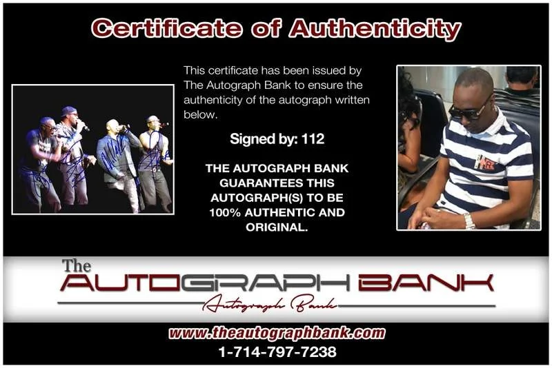 112 — 112 authentic signed rap 8x10 photo W/Certificate Autographed (A00551), image 2