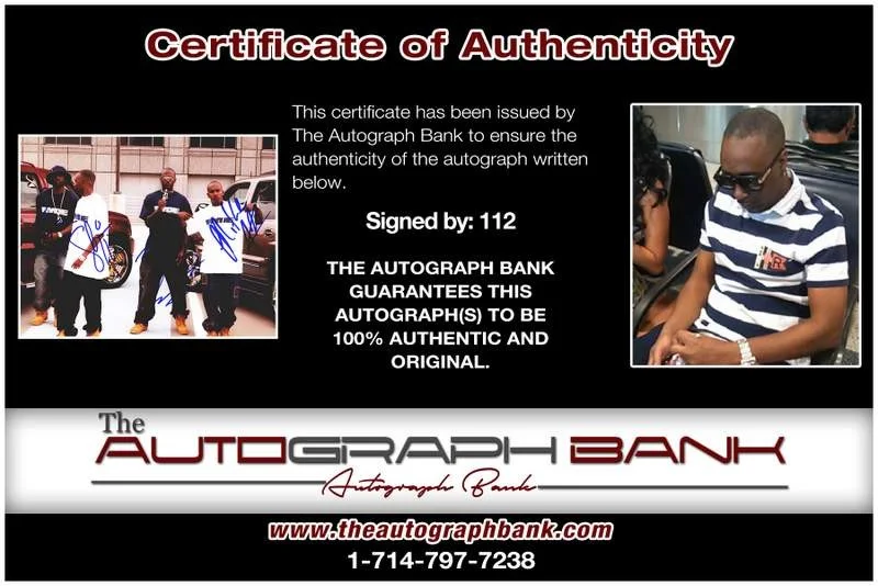 112 — 112 authentic signed rap 8x10 photo W/Certificate Autographed (A00559), image 2