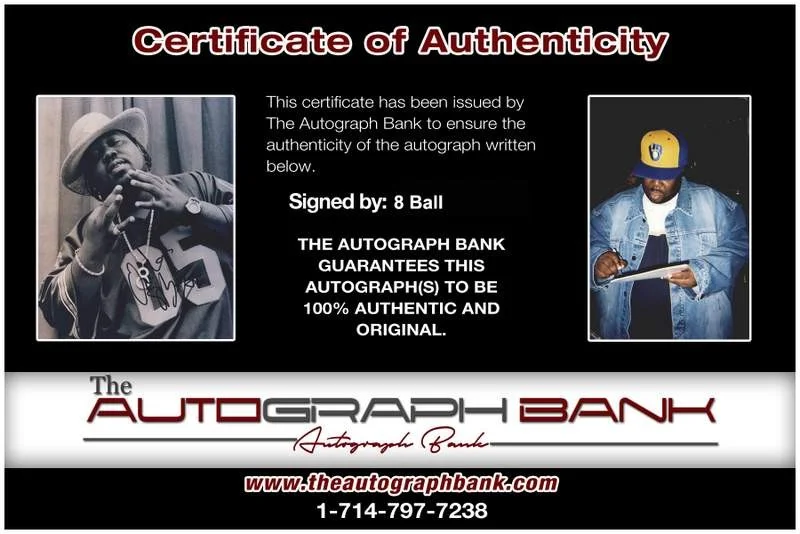 8 Ball — 8 Ball authentic signed rap 8x10 photo W/Certificate Autographed (A00026), изображение 2