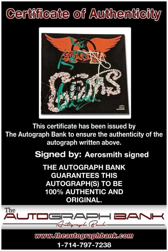 Steven Tyler, Brad Whitford, Joey Kramer — Aerosmith Steven Tyler Whitford Kramer Signed signed CD booklet W/Cert Autograph, image 2