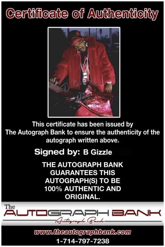 B Gizzle BG — BG Gizzle B.G. authentic signed rap 8x10 photo W/Certificate Autographed 06, изображение 2