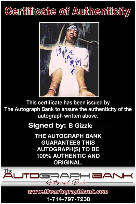 B Gizzle BG — BG Gizzle B.G. authentic signed rap 8x10 photo W/Certificate Autographed 11, image 2
