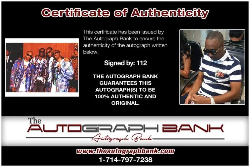 112 — 112 authentic signed rap 8x10 photo W/Certificate Autographed (A00555), image 2