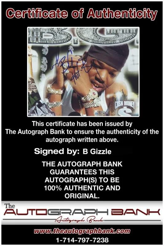 B Gizzle BG — BG Gizzle B.G. authentic signed rap 8x10 photo W/Certificate Autographed 13, image 2