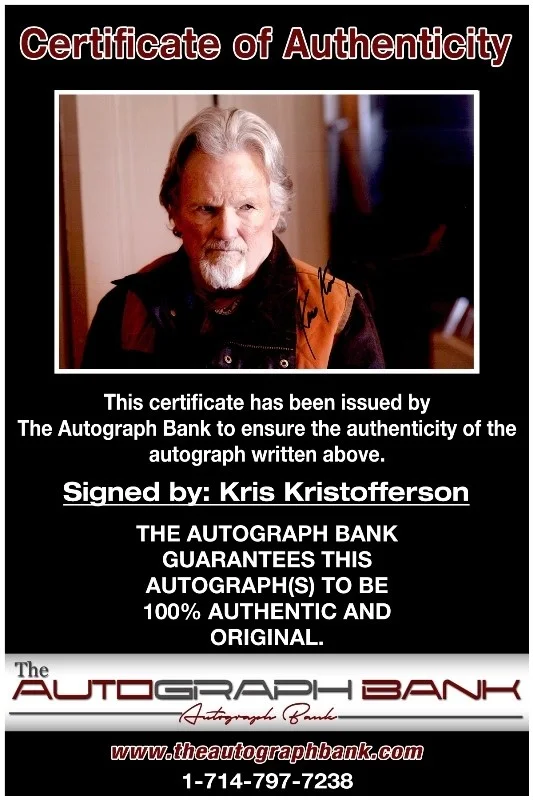 Kris Kristofferson — Kris Kristofferson authentic signed County 10x15 photo W/Cert Autographed 26-g, изображение 2