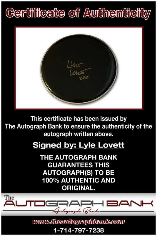 Lyle Lovett — Lyle Lovett authentic signed country drumhead W/Certificate Autographed (A), image 2