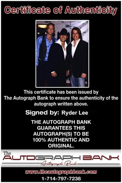 Ryder Lee — Ryder Lee Lost Trailers authentic signed country 8x10 photo W/Cert Autographed, изображение 2