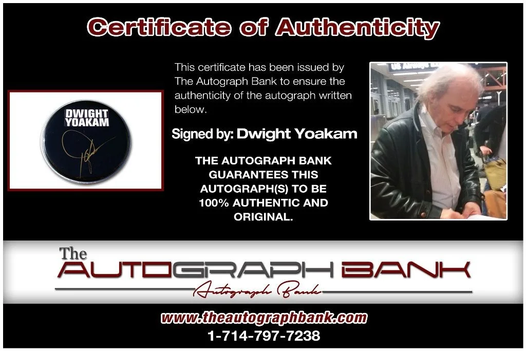 Dwight Yoakam — Dwight Yoakam authentic signed Drumhead W/Certificate Autographed (DH210a), image 2