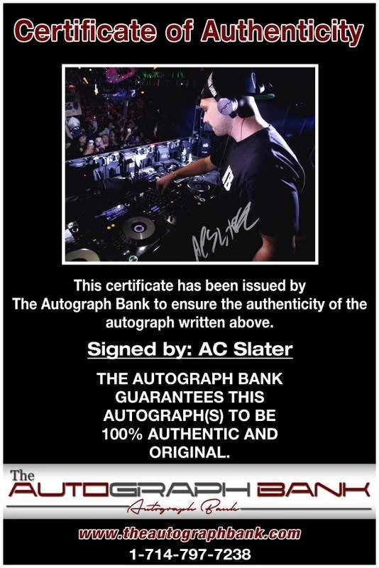 AC Slater — AC Slater authentic signed EDM dj 8x10 photo W/Certificate Autographed (A0014), изображение 2