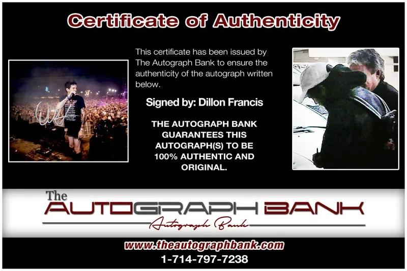 Dillion Francis — Dillion Francis authentic signed DJ 8x10 photo |CERT Autograph EDC Dub step 26-e, image 2