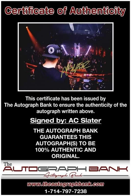 AC Slater — AC Slater authentic signed EDM dj 10X15 photo W/Certificate Autographed (A0010), изображение 2