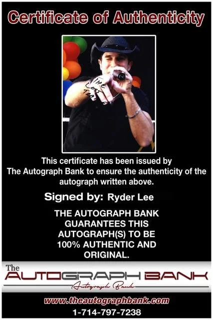 Ryder Lee — Ryder Lee Lost Trailers authentic signed country 8x10 photo W/Cert Autographed 2, изображение 2