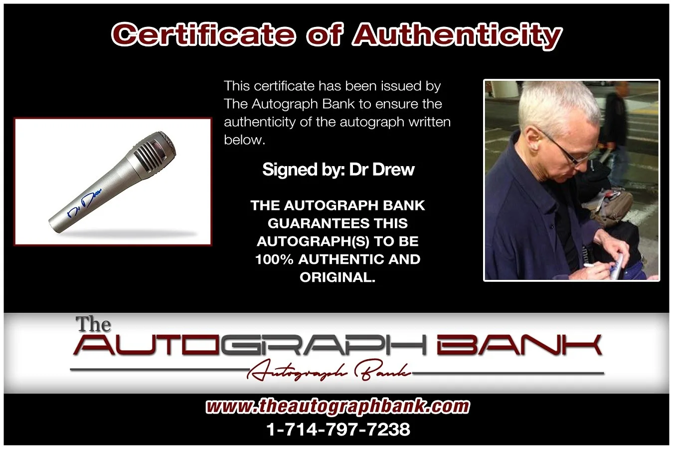 Dr Drew — Dr Drew authentic signed talk show microphone W/Certificate Autographed (A1), image 2