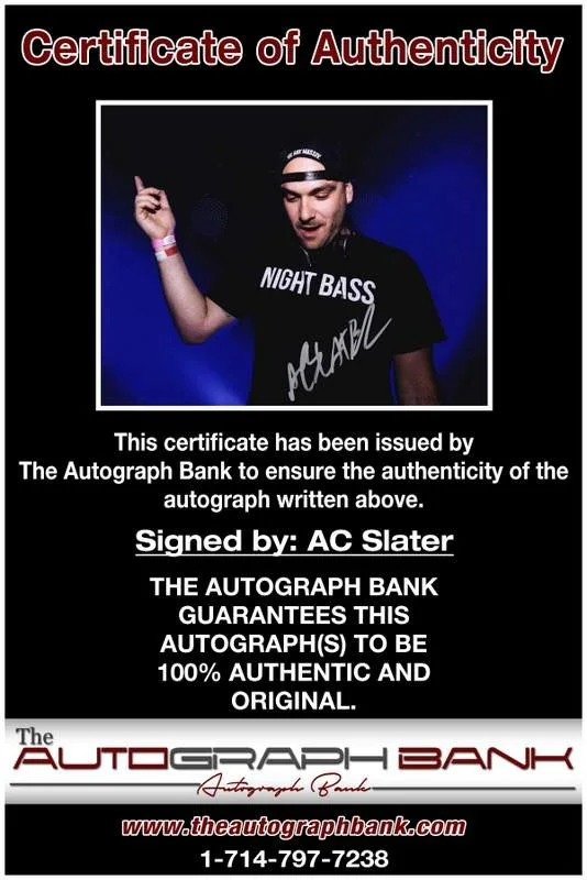 AC Slater — AC Slater authentic signed EDM dj 8x10 photo W/Certificate Autographed (A0012), изображение 2
