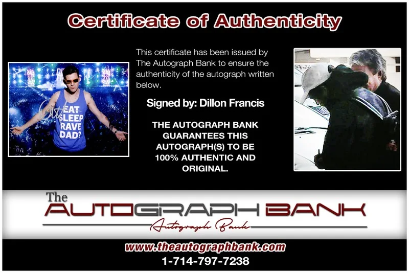 Dillion Francis — Dillion Francis authentic signed DJ 8x10 photo |CERT Autograph EDC Dub step 26-f, изображение 2
