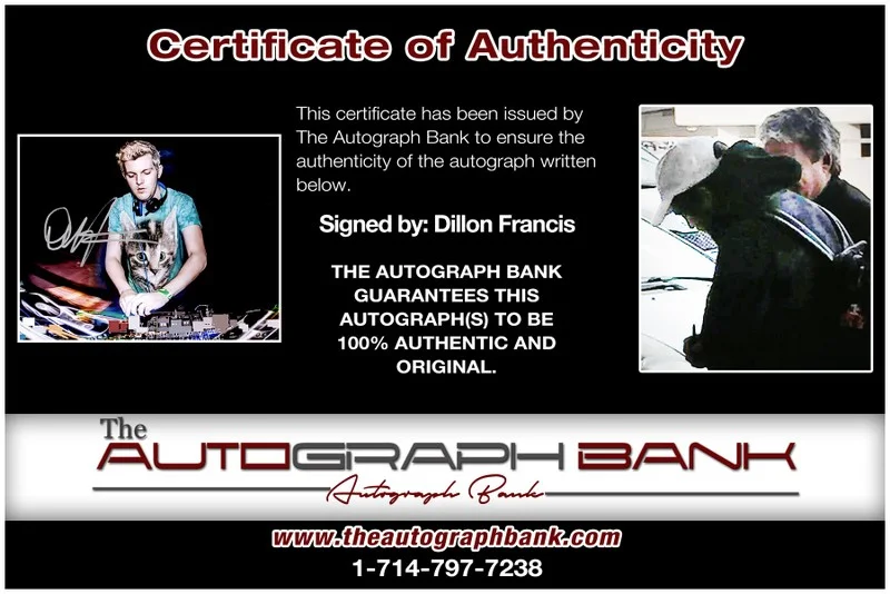 Dillion Francis — Dillion Francis authentic signed DJ 8x10 photo |CERT Autograph EDC Dub step 26-i, image 2
