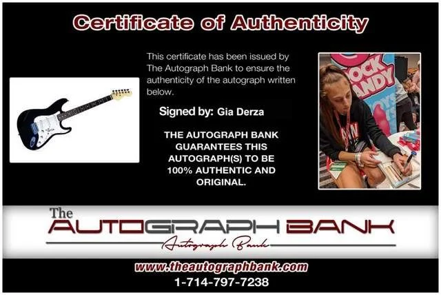 Gia Derza — Gia Derza signed adult film star guitar -PROOF- -CERTIFICATE- 1, изображение 2