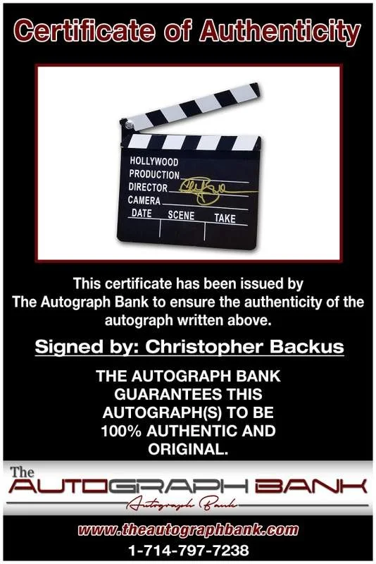 Christopher Backus — Christopher Backus authentic signed Directors Clapper |CERT Autographed A0043, image 2