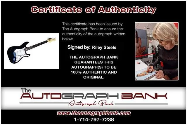 Riley Steele — Riley Steele signed adult film star guitar -PROOF- -CERTIFICATE- 10, image 2