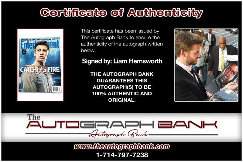 Liam Hemsworth — Liam Hemsworth authentic signed celebrity magazine W/Cert Autographed A0001, image 2