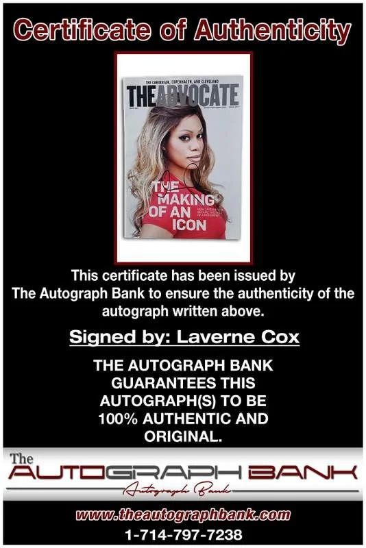 Laverne Cox — Laverne Cox authentic signed celebrity magazine W/Cert Autographed A0001, image 2