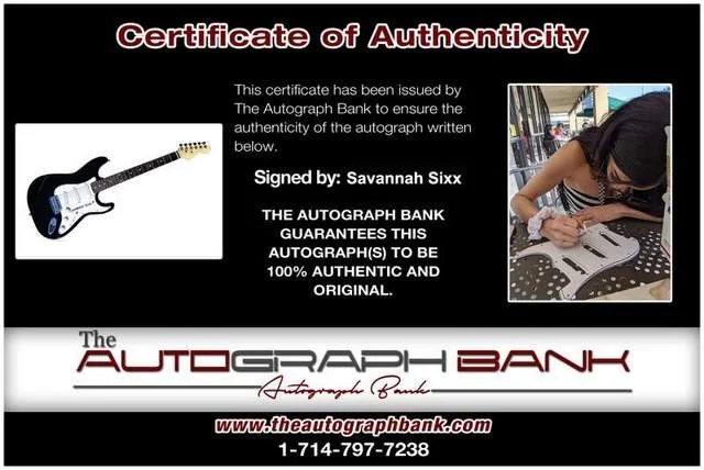 Savannah Sixx — Savannah Sixx signed adult film star guitar -PROOF- -CERTIFICATE- 13, изображение 2