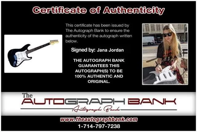 Jana Jordan — Jana Jordan signed adult film star guitar -PROOF- -CERTIFICATE- 3, изображение 2