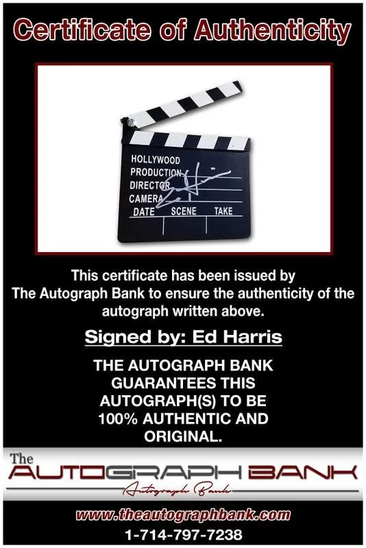 Ed Harris — Ed Harris authentic signed celebrity Directors Clapper W/Cert Autographed A0079, image 2
