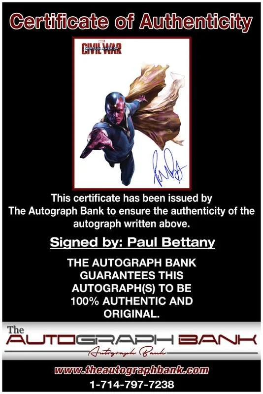 Paul Bettany — Paul Bettany authentic signed celebrity 11X14 photo W/Cert Autographed A0001, изображение 2