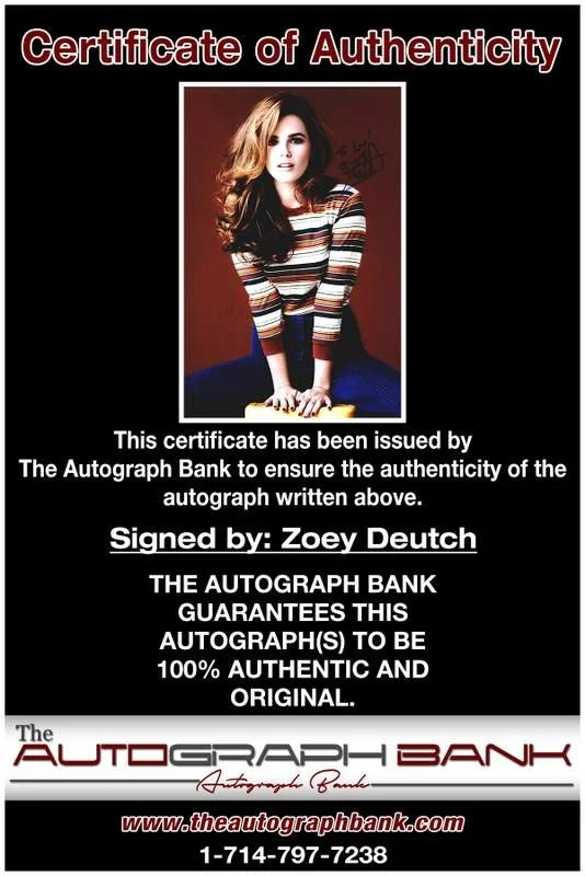 Zoey Deutch — Zoey Deutch authentic signed celebrity 10x15 photo W/Cert Autographed A000136, image 2