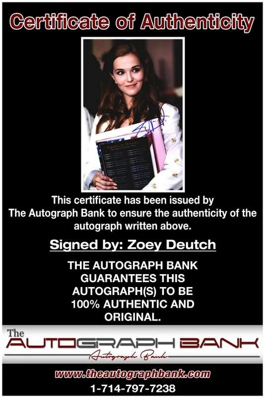 Zoey Deutch — Zoey Deutch authentic signed celebrity 10x15 photo W/Cert Autographed A000154, изображение 2