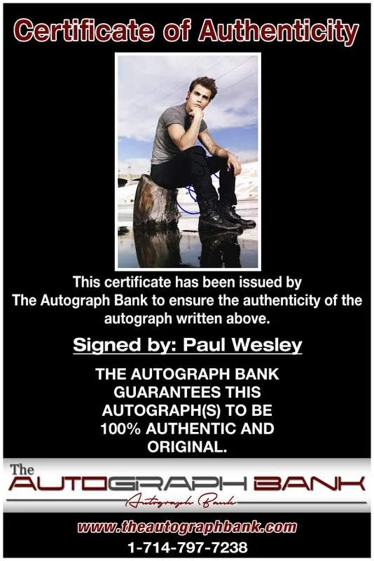 Paul Wesley — Paul Wesley authentic signed celebrity 10x15 photo W/Cert Autographed A000188, image 2