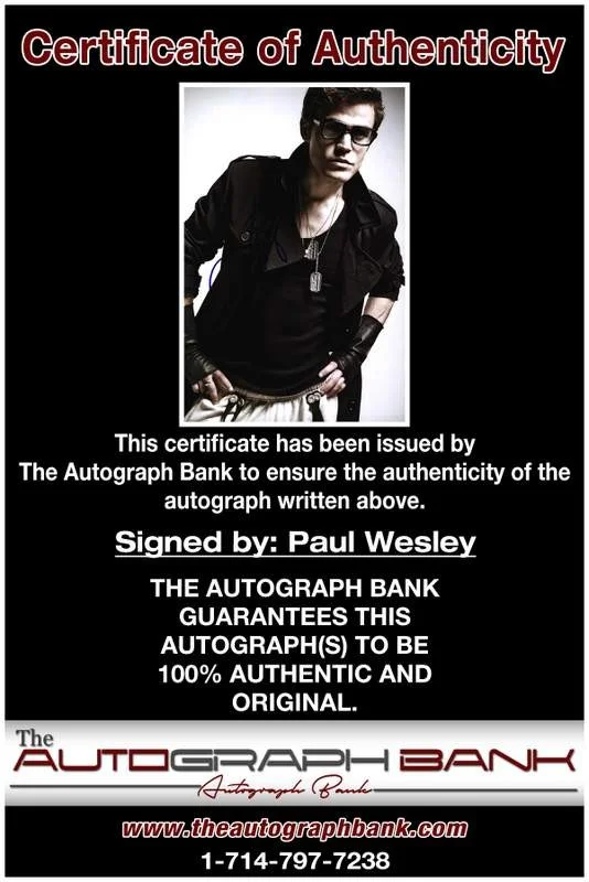 Paul Wesley — Paul Wesley authentic signed celebrity 10x15 photo W/Cert Autographed A000186, изображение 2
