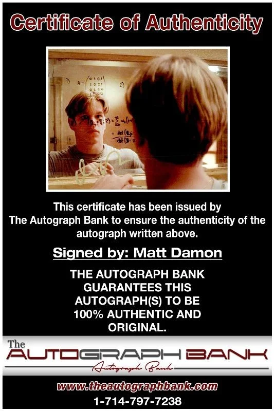 Matt Damon — Matt Damon authentic signed celebrity 10x15 photo W/Cert Autographed 2616a, изображение 2