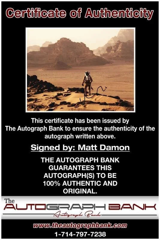 Matt Damon — Matt Damon authentic signed celebrity 11x14 photo W/Cert Autographed A0002, image 2