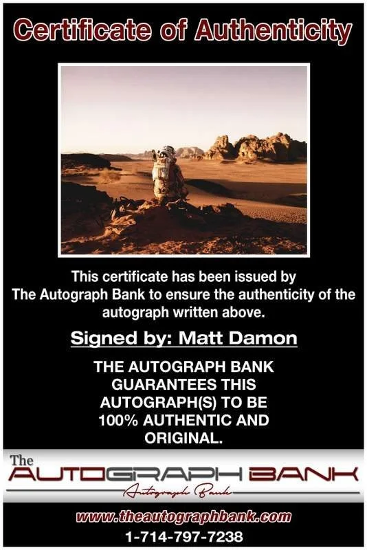 Matt Damon — Matt Damon authentic signed celebrity 11x14 photo W/Cert Autographed A0004, image 2