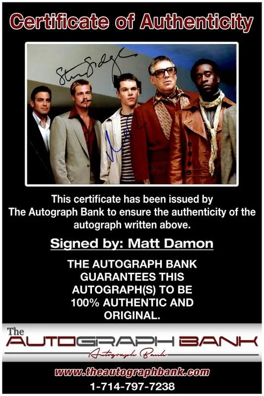Matt Damon — Matt Damon authentic signed celebrity 10x15 photo W/Cert Autographed A00049, image 2