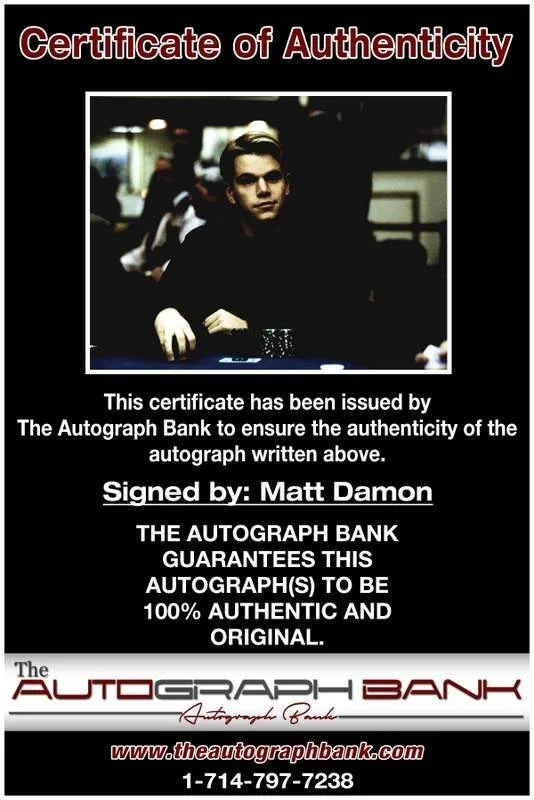 Matt Damon — Matt Damon authentic signed celebrity 11x14 photo W/Cert Autographed A0003, image 2