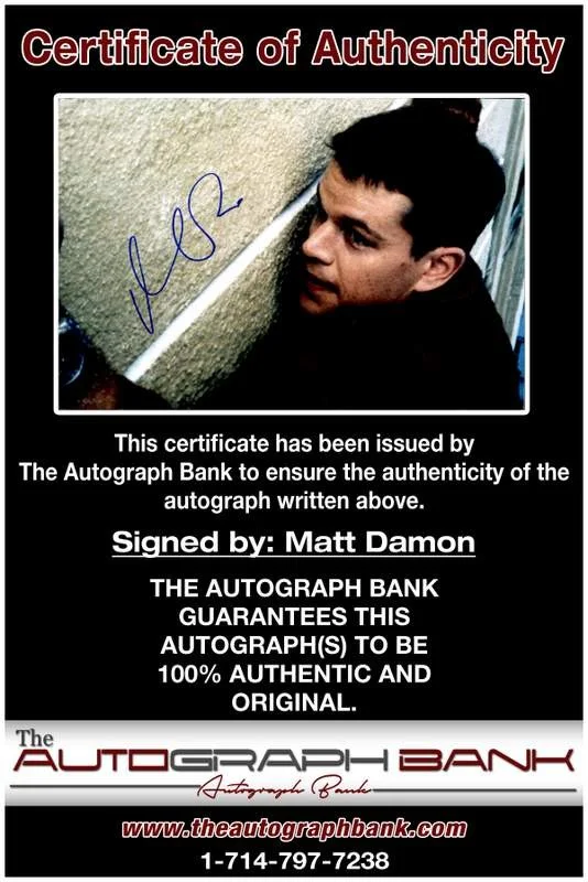 Matt Damon — Matt Damon authentic signed celebrity 10x15 photo W/Cert Autographed A00013, изображение 2