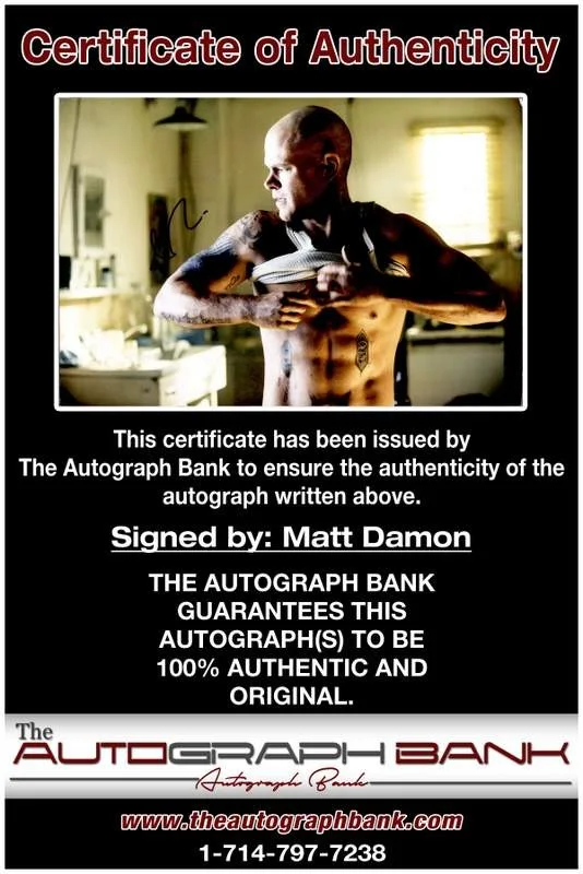 Matt Damon — Matt Damon authentic signed celebrity 10x15 photo W/Cert Autographed A00043, изображение 2