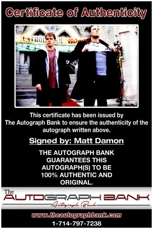 Matt Damon — Matt Damon authentic signed celebrity 10x15 photo W/Cert Autographed A00005, изображение 2