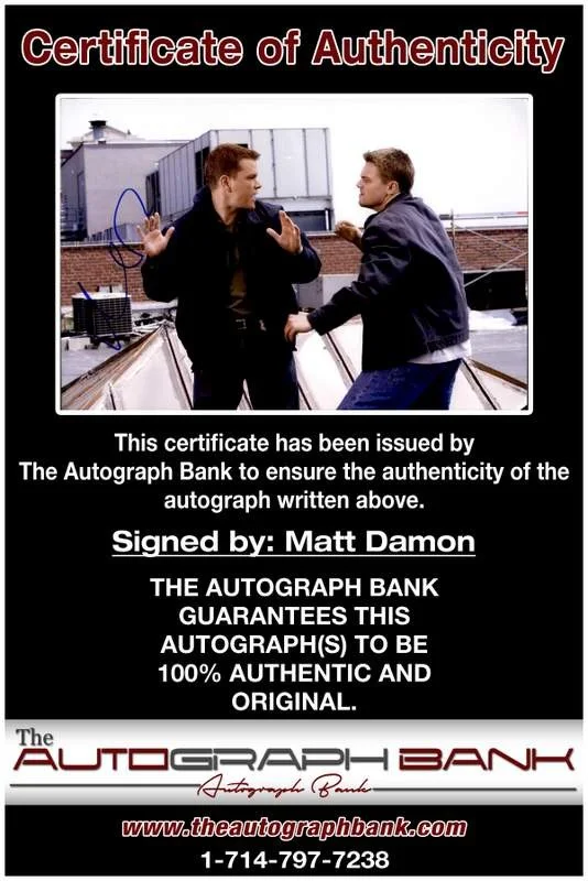 Matt Damon — Matt Damon authentic signed celebrity 10x15 photo W/Cert Autographed A00039, изображение 2
