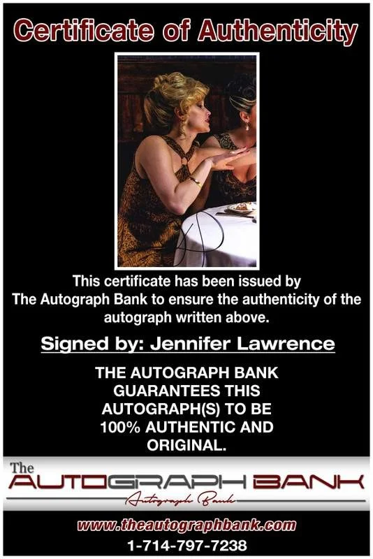 Jennifer Lawrence — Jennifer Lawrence authentic signed celebrity 10x15 photo |Cert Autographed A0001, изображение 2